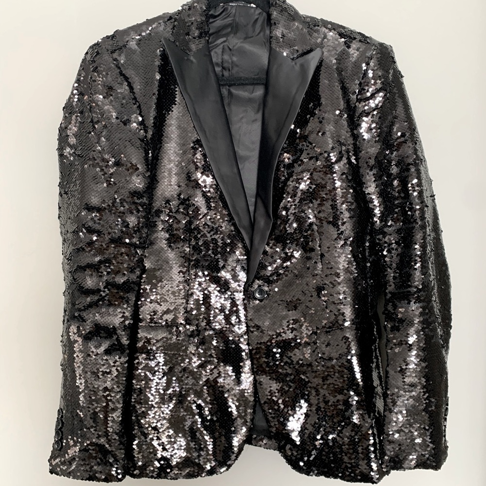 Black Sequin Blazer, Size M